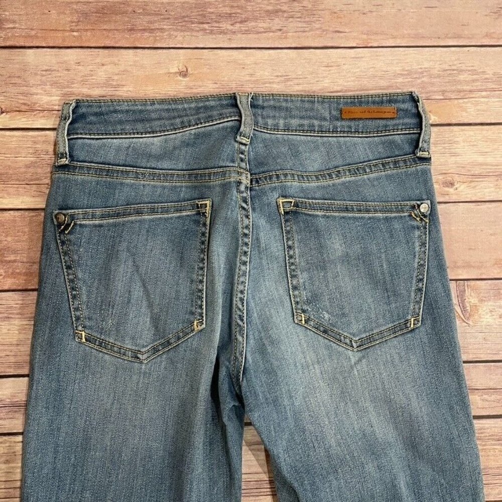 Pilcro Script Color Block Skinny Jeans Raw Step Hem Two Tone - Picture 5 of 12